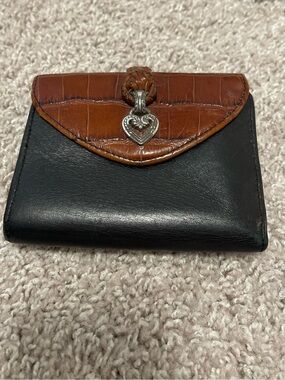 Brighton Pansy Black and Brown Croc Heart Leather Wallet